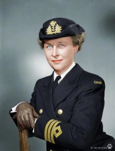 Commander Adelaide Sinclair, Director of the Womenâ€™s Royal Canadian Naval Service. Photo: Lt Gerald M. Moses / Canada. Dept. of National Defence / Library and Archives Canada / PA-191176. Colourization by JabbaLeChat.