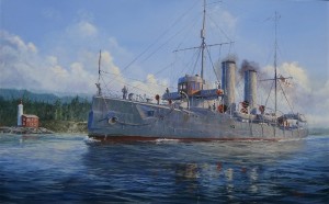 HMCS RAINBOW. Painting by Marc Magee.