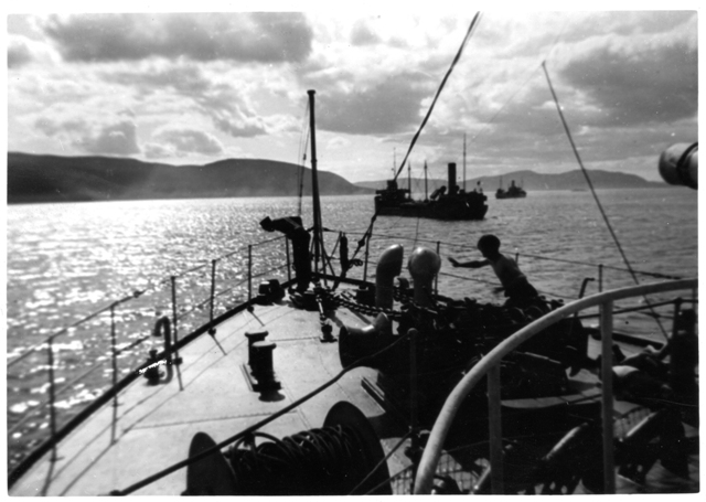 RCN Corvette With Convoy