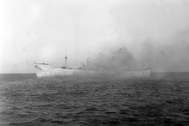 Merchant Ship on Fire