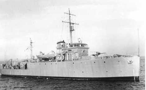 HMCS CHEDABUCTO â€“Bangor class minesweeper.

Photo Courtesy, Naval Museum of Manitoba.