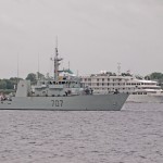 HMCS GOOSE BAY in the St. Lawrence River