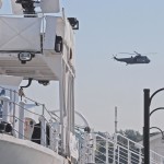 Sea King over HMCS SACKVILLE