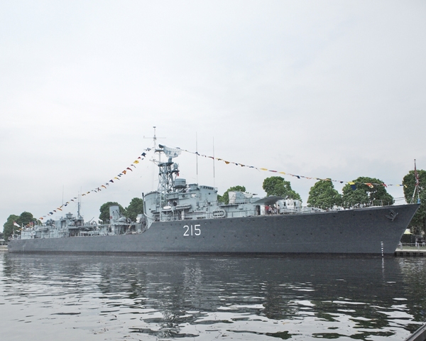 HMCS HAIDA dressed overall for ceremong designating her as Flagship of the Royal Canadian NAvy on 26 May 2018. Roger Litwiller Collection, courtesy of Roger Litwiller. (RTL67600)