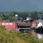 Ex-HMCS OJIBWA in the St. Lawrence River