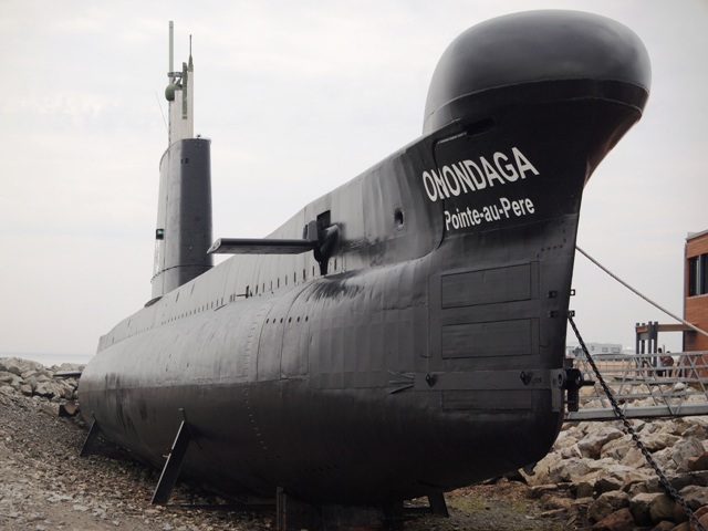 HMCS ONONDAGA on display on 26 August 2018. The former RCN O class submarine is a Museum Ship at the Le Site historique maritime de la Pointe-au-PÃ¨re in Rimouski, QC. Roger Litwiller Collection, courtesy Roger Litwiller. (RTL68434)