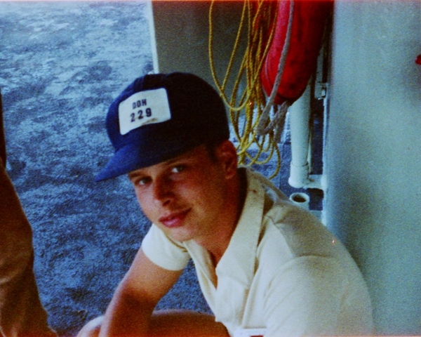 Roger Litwiller in HMCS OTTAWA during CARIBOPS81, waiting for the ships whaler to take him ashore at St. Thomas, VI. Roger Litwiller Collection, courtesy Roger Litwiller.