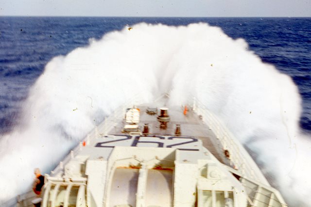 HMCS SASKATCHEWAN takes a "Greenie"