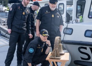 Canadian Sailors took possession of HMCS TRENTONIAN's bell last week. Aidan Davies photo.