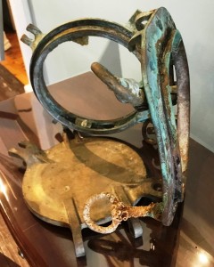 Porthole from HMCS TRENTONIAN taken from the wreck near the location that the torpedo struck the corvette. Roger Litwiller Photo.
